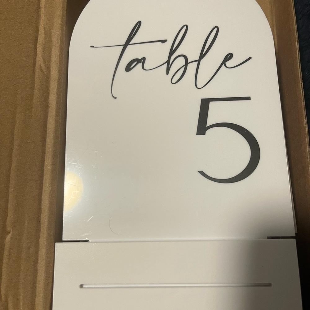 White Table Number Sign